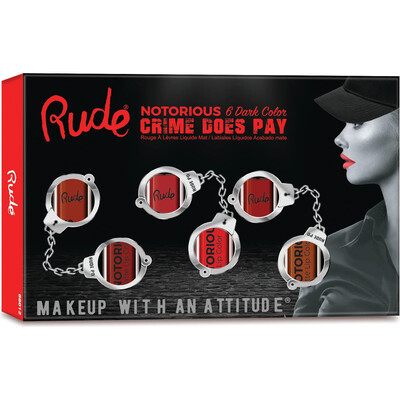 RUDE Crime Does Pay 6 Notorious Liquid Lip Color Set - Dark