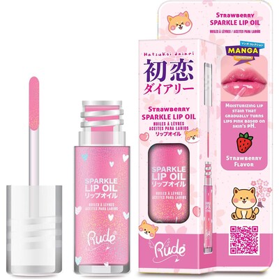 RUDE Manga Sparkle Lip Oil - Strawberry